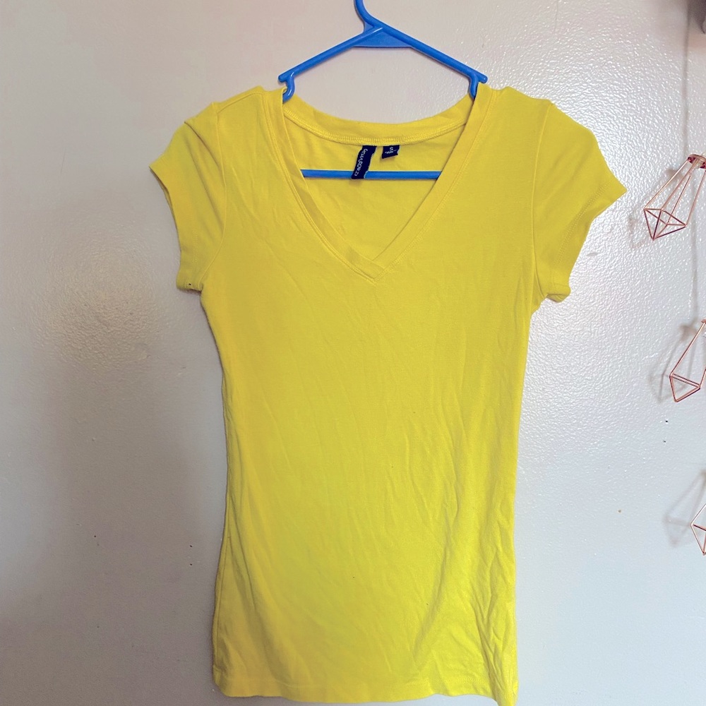 Yellow cotton v neck